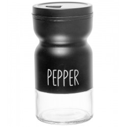 Pimenteiro 120ml De Vidro Com Tampa De Metal Preto